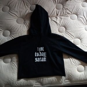 Mesh Crop Hoodie "Not Today Satan"